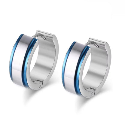 Women's Stainless Steel Blue Hoop Earrings