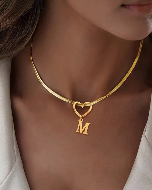 ZUPHAR Initial Heart Letter Necklace – Gold & Silver Stainless Steel