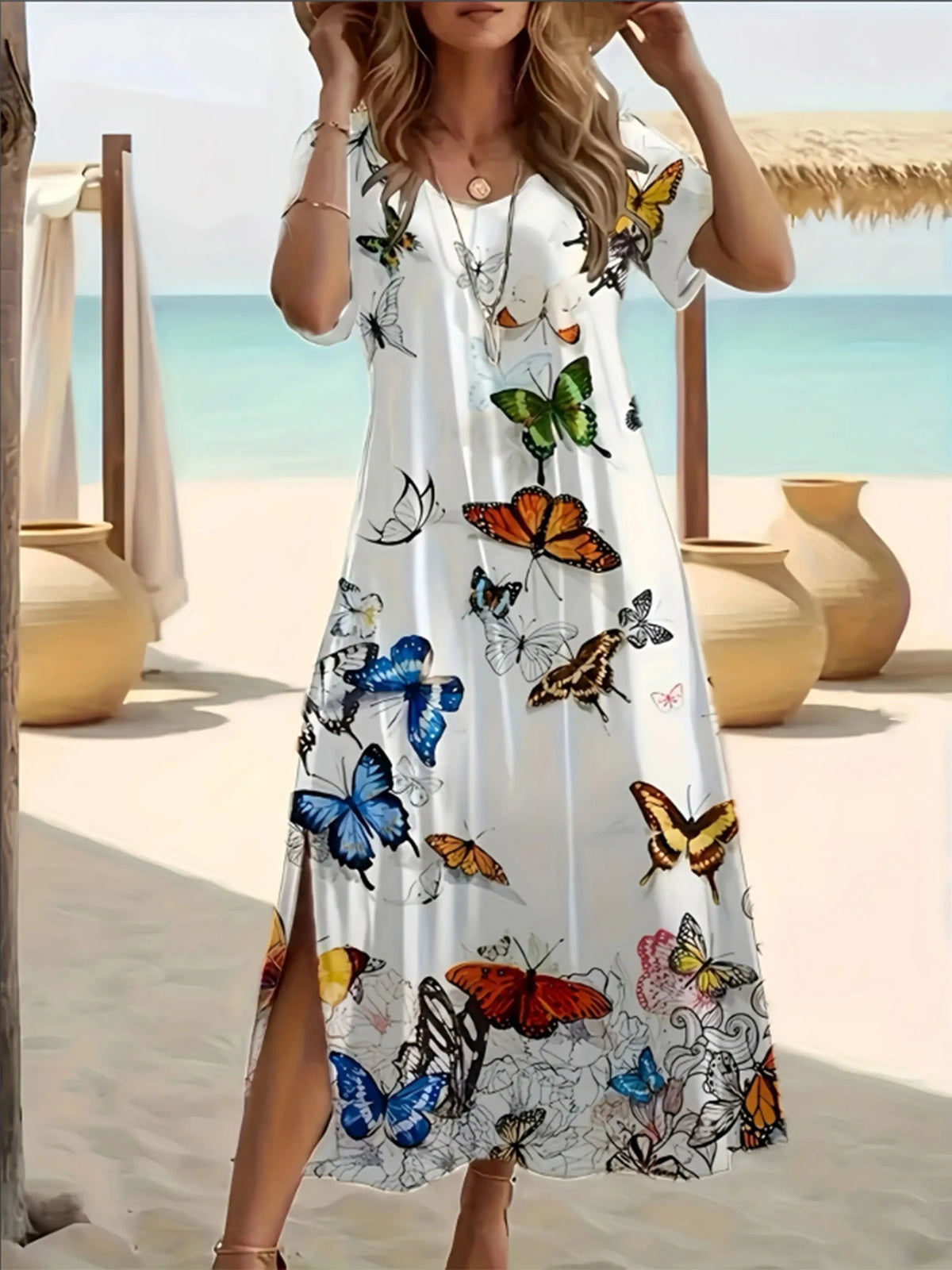 ZUPHAR™ Printed V-Neck Summer Maxi Dress