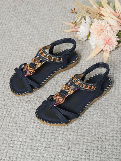 Women's Bohemian Flat Sandals – Beaded Open Toe Summer Shoes