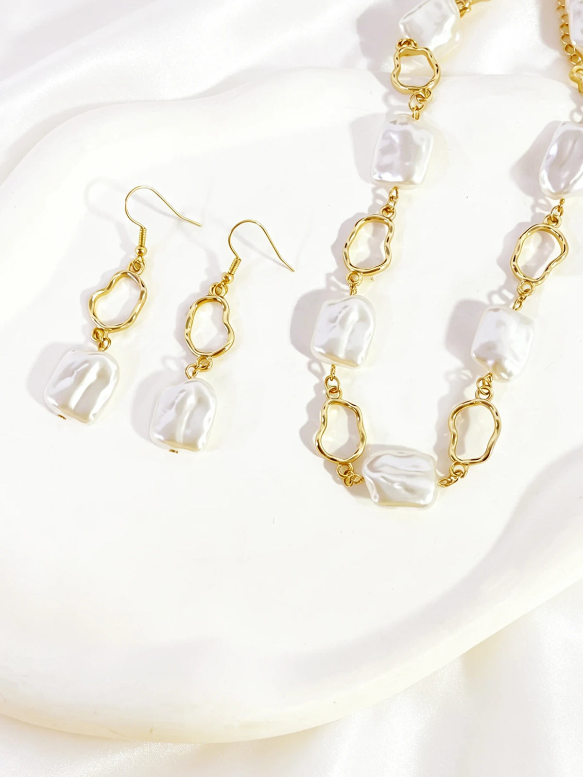 Gold-Tone Simulated Pearl Jewelry Set
