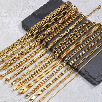 ZUPHAR Bold Gold Chain Bracelet for Men – Stainless Steel Streetwear