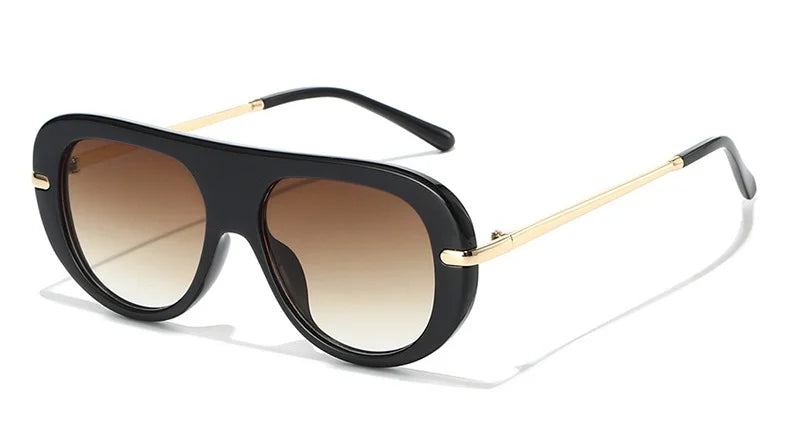 Black & Gold Oval Sunglasses