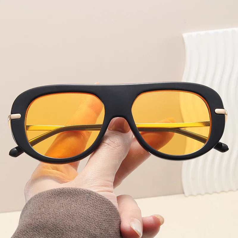 Black & Gold Oval Sunglasses