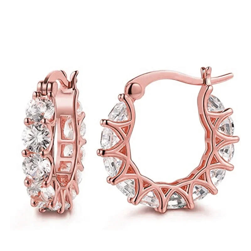 ZUPHAR Luxury Full Zirconia Hoop Earrings – Gold Stainless Steel