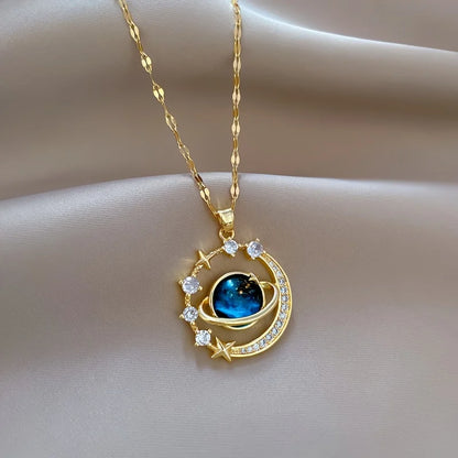 ZUPHAR Celestial Galaxy Pendant Necklace - Sun, Moon and Couples Set | Zinc Alloy with Rhinestones