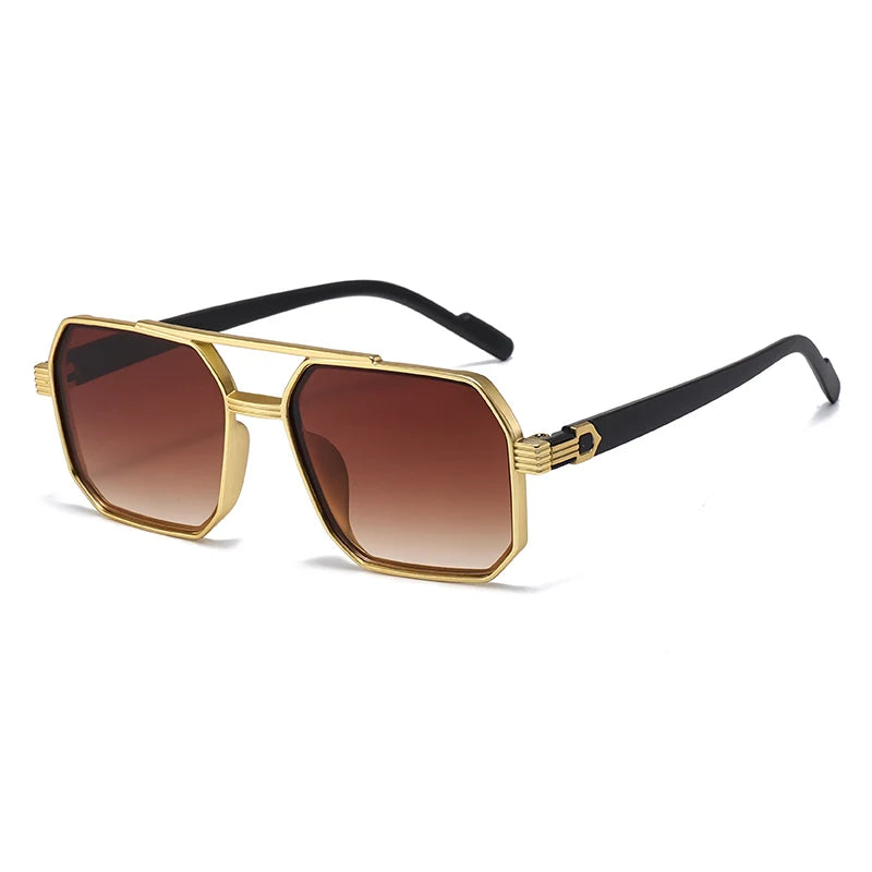 ZUPHAR 3-Pack Retro Square Sunglasses — Double Beam Metal Frame, Gradient Lenses, Anti-UV
