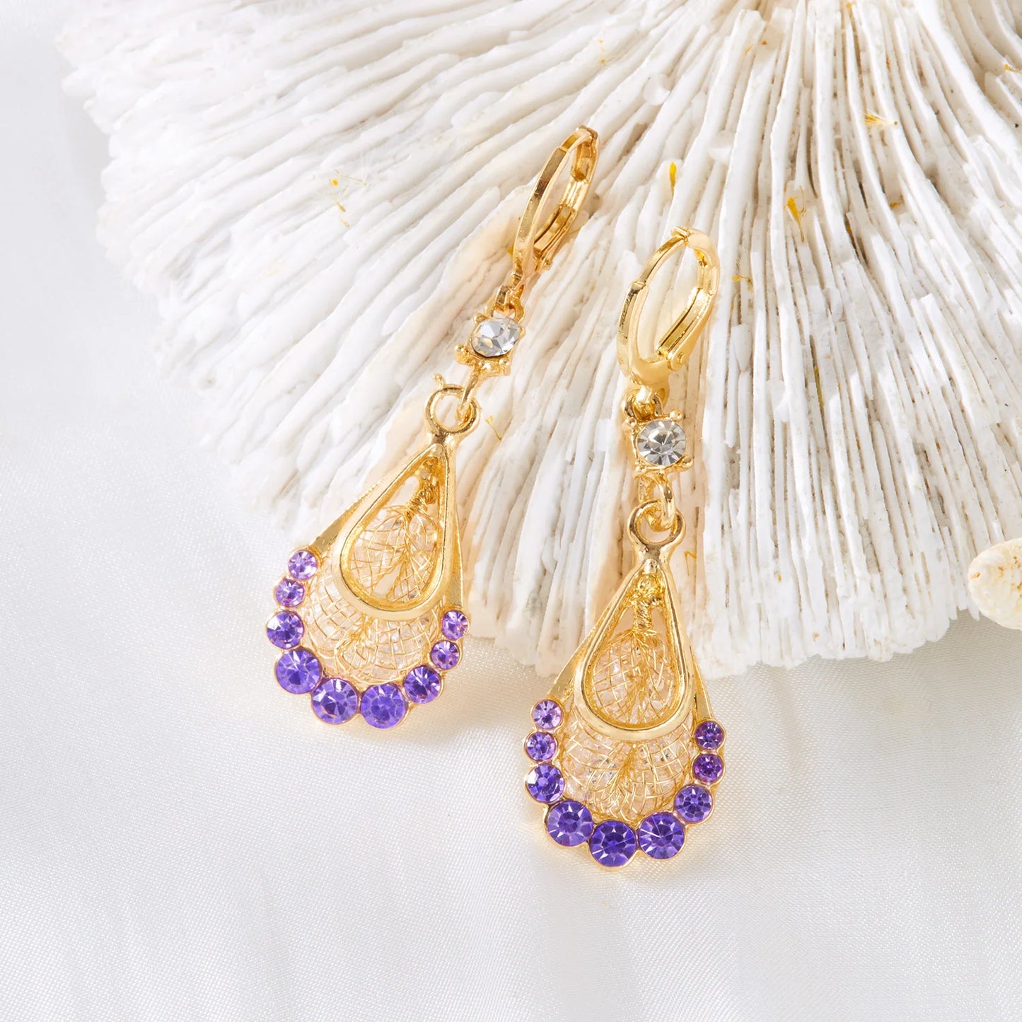 Gold Water Drop Crystal Tassel Drop Earrings for Women - Rhinestone Zircon Dangle | Party & Wedding Jewelry