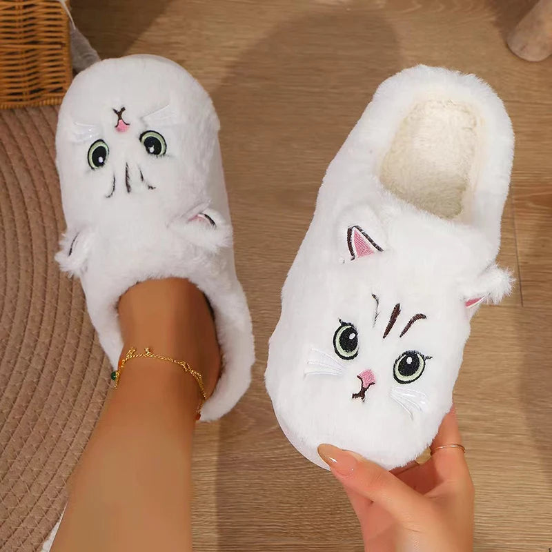 ZUPHAR™ white cat plush slippers – lightweight pull-on design
