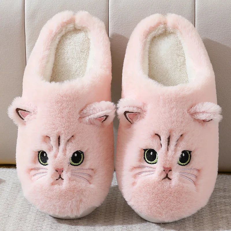 ZUPHAR™ Cozy Cat Plush Indoor Slippers – Soft Non-Slip House Shoes