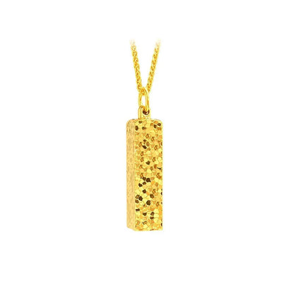 ZUPHAR 24K Pure Gold Bar Pendant Necklace – AU999 Certified Fine Gold, Classic Square Clavicle Chain