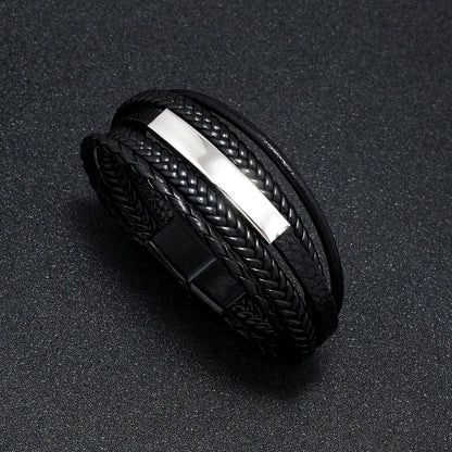 ZUPHAR™ Braided Leather Bracelet for Men – Stainless Steel Clasp