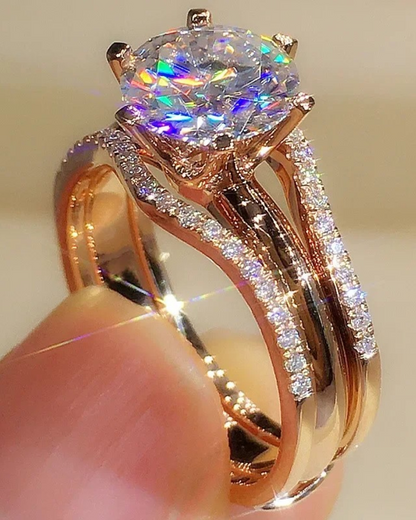 Rose Gold-Tone Cubic Zirconia Bridal Ring for Women