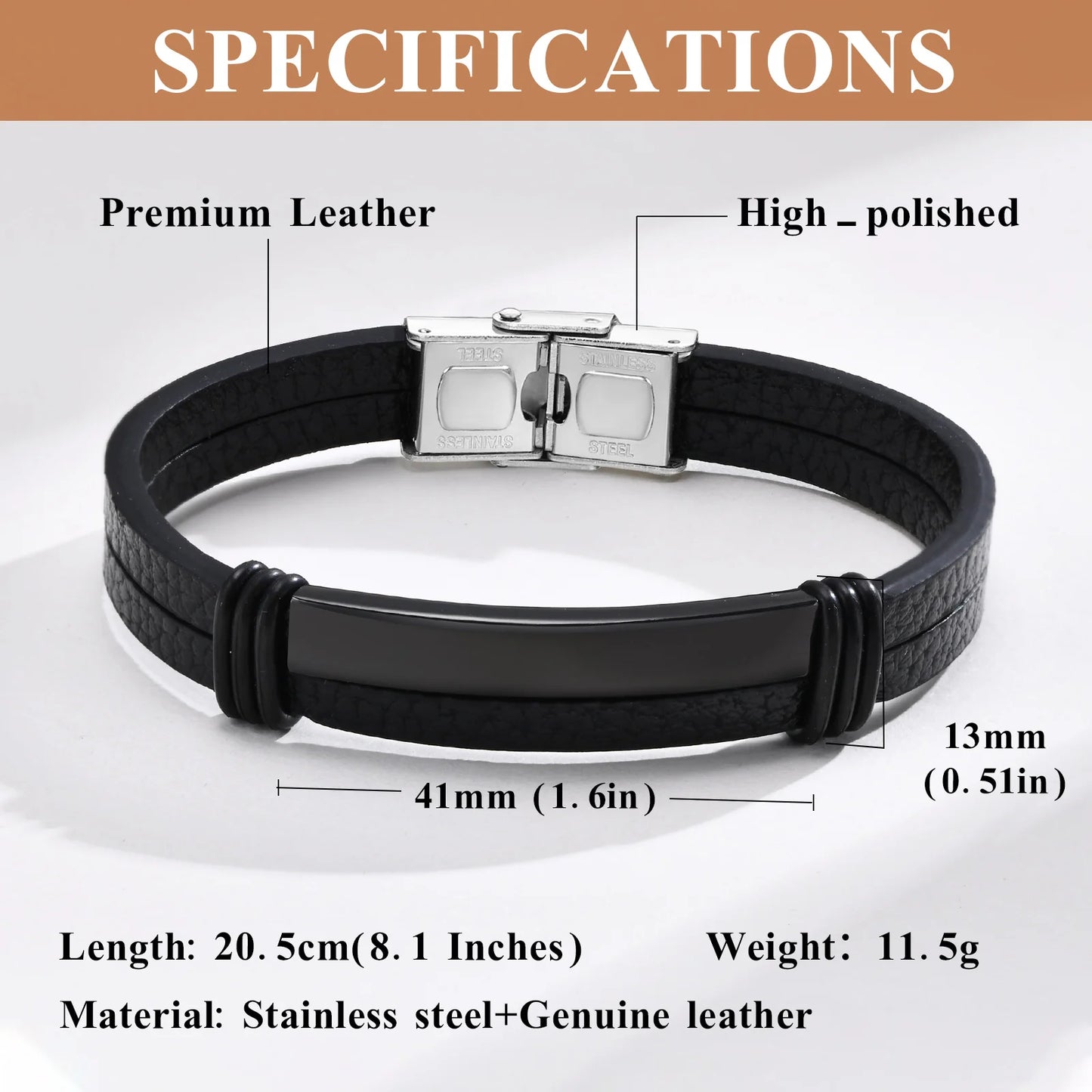 ZUPHAR™ Modern Leather & Stainless Steel Bracelet