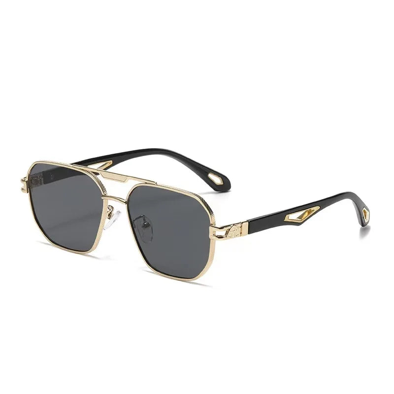 Vintage Square Sunglasses Men — Double Bridge UV400