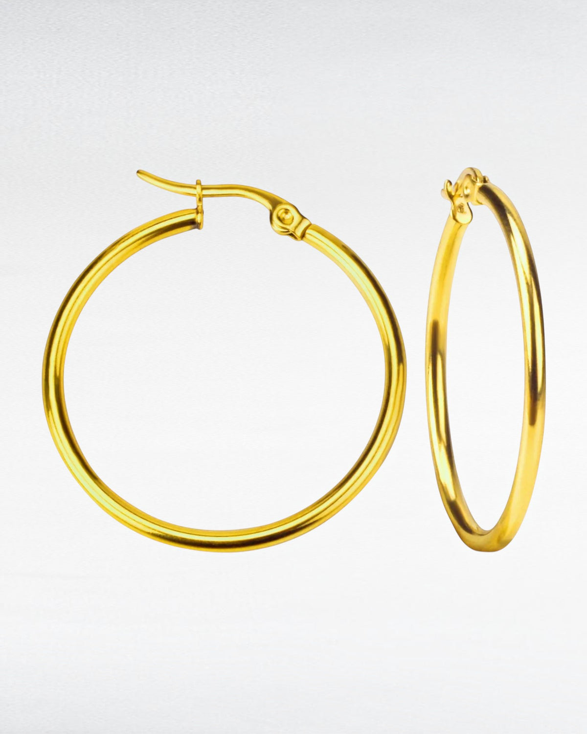 ZUPHAR Gold Stainless Steel Hoop Earrings | Classic Circle Ear Jewelry for Women & Men