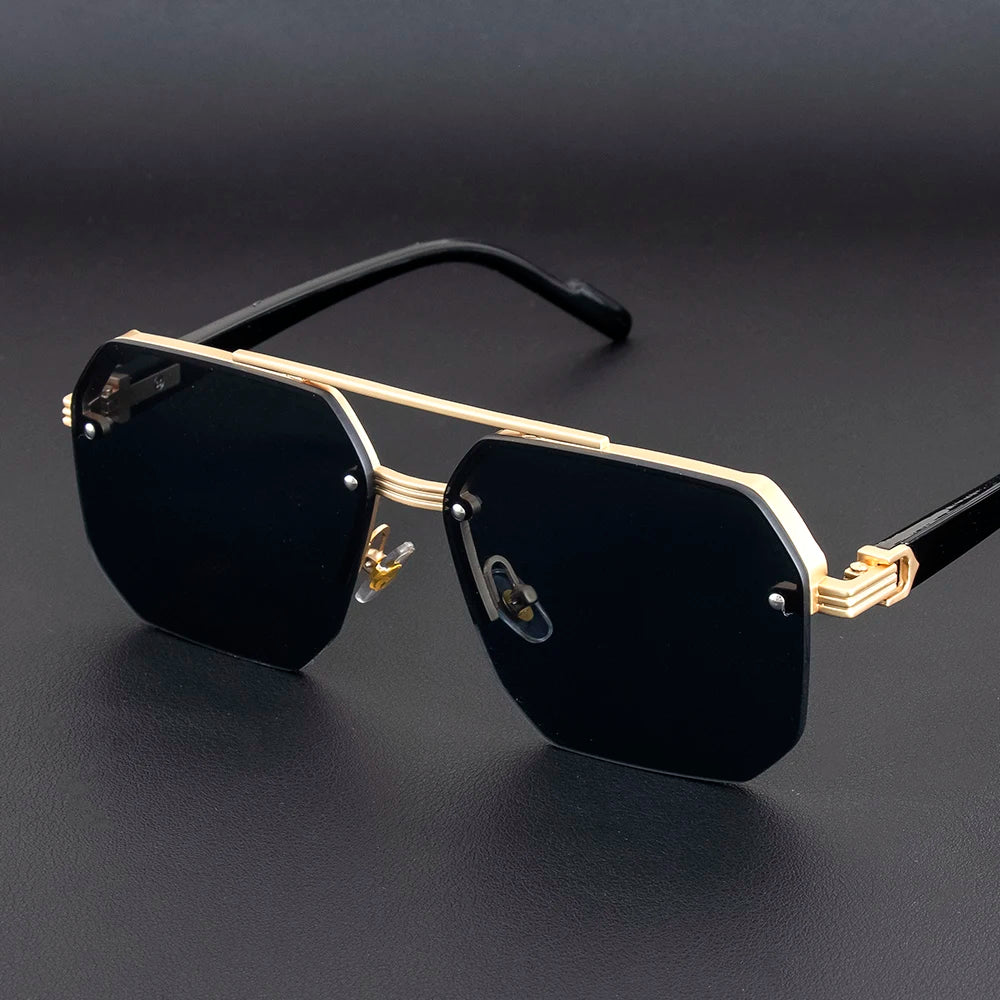Men's Polarized Lens Sunglasses — UV Protection, Half Frame, Gradient
