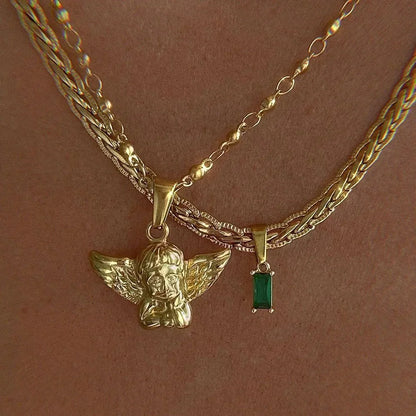 Women’s Layered Gold-Tone Heart & Coin Pendant Necklace