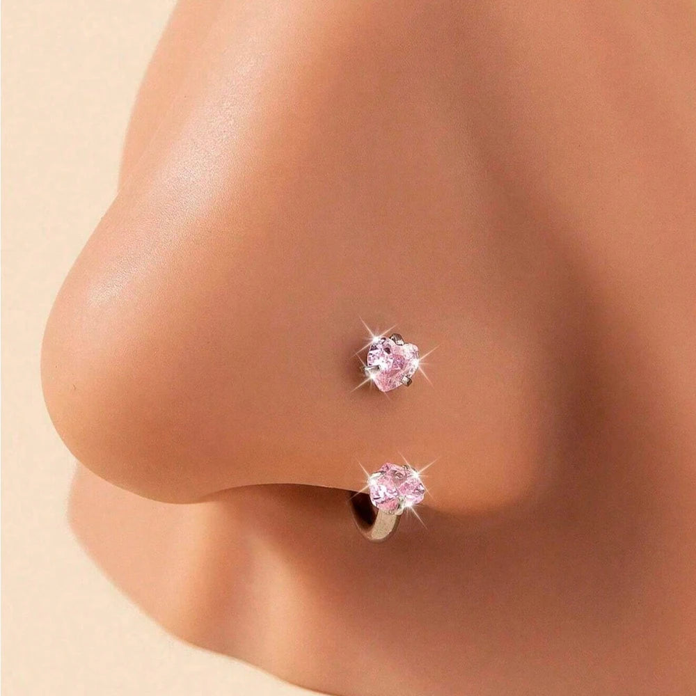ZUPHAR CZ Nose Rings & Studs Set – Stainless Steel Body Jewelry 18G
