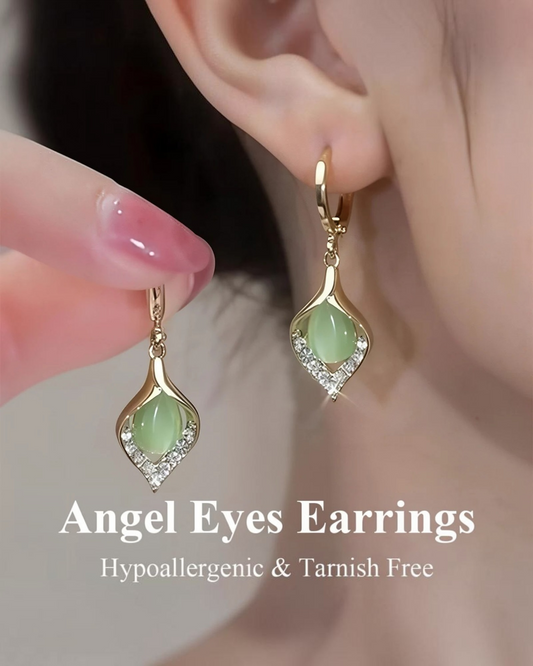 ZUPHAR | Angel Eyes Cat Eye Stone Drop Earrings – Titanium Steel, Waterproof & Gold Plated