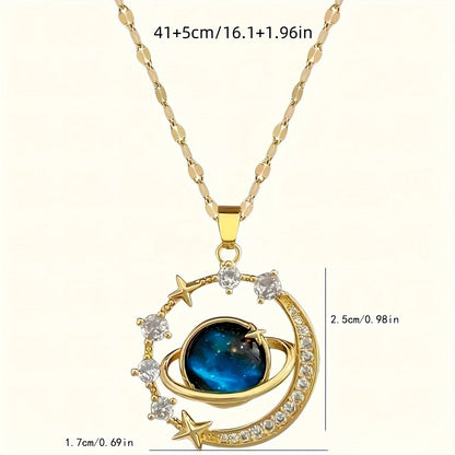 ZUPHAR Celestial Galaxy Pendant Necklace - Sun, Moon and Couples Set | Zinc Alloy with Rhinestones