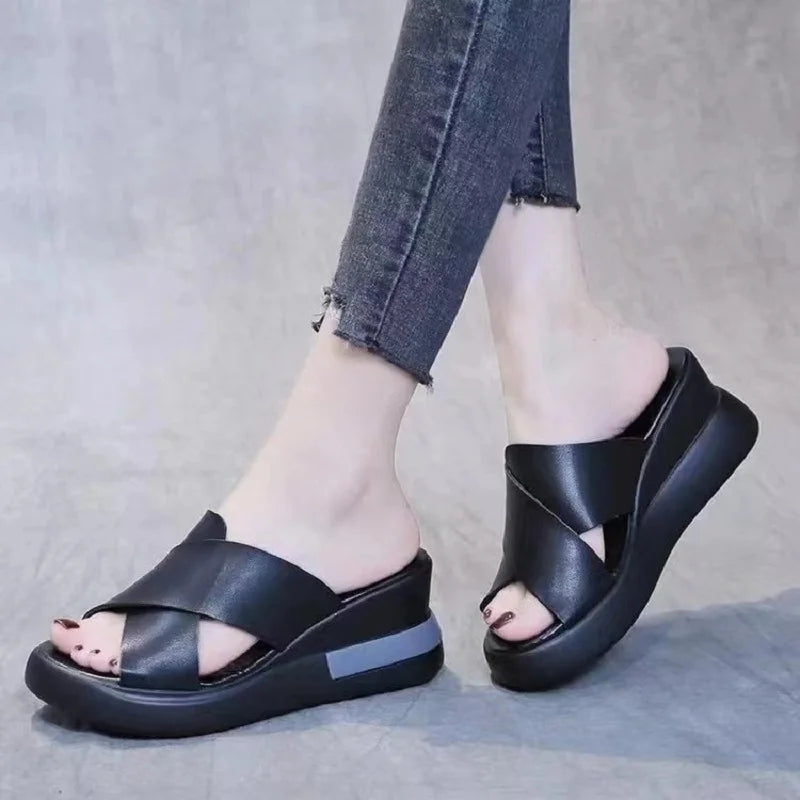 Peep-Toe Wedge Sandals
