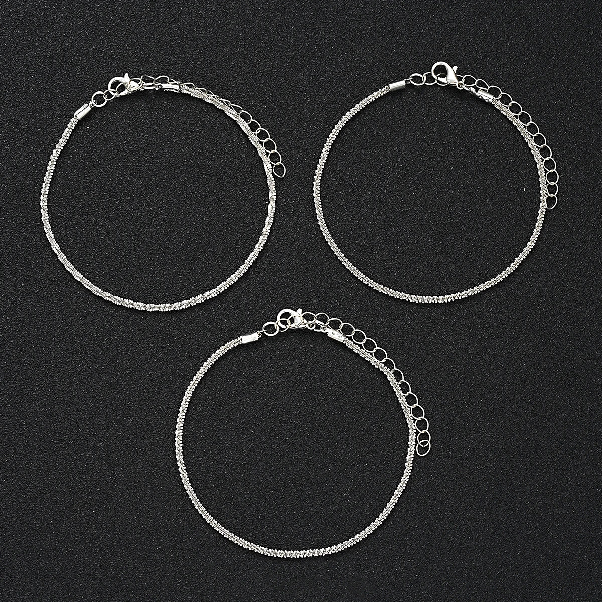 ZUPHAR Sparkling Anklet Set | 3-Piece Zircon Heart & Multilayer Chain