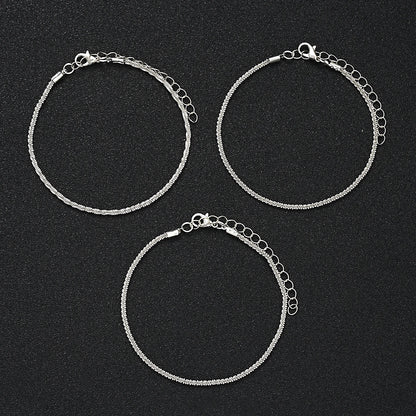 ZUPHAR Sparkling Anklet Set | 3-Piece Zircon Heart & Multilayer Chain