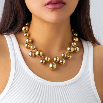 ZUPHAR™ Bold Ball Statement Necklace – Gold & Silver Party Chain