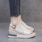 Peep-Toe Wedge Sandals