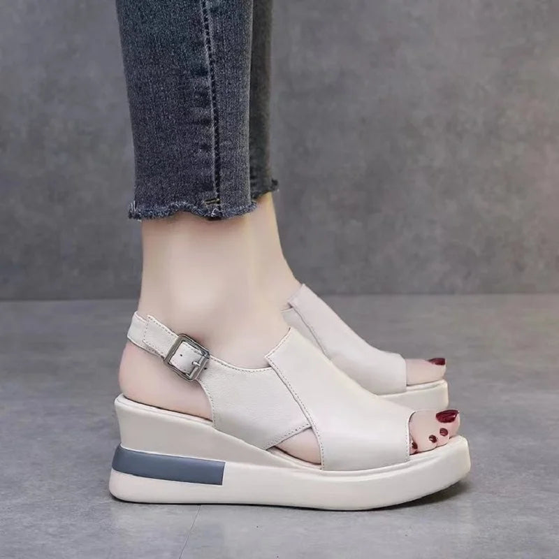 Peep-Toe Wedge Sandals