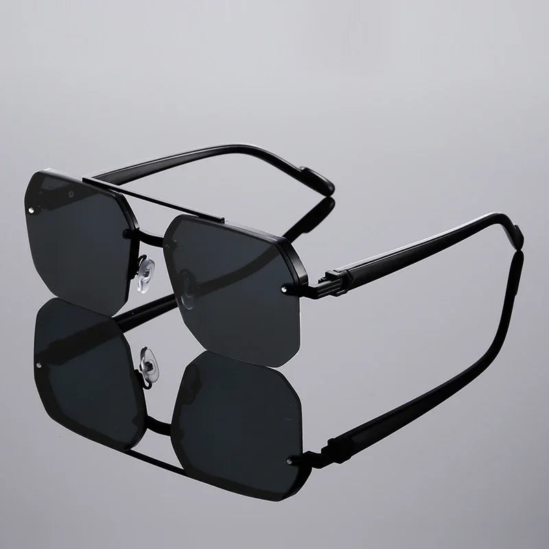 Square Semi-Rimless Sunglasses — UV400, All-Season, All Face Shapes | ZUPHAR