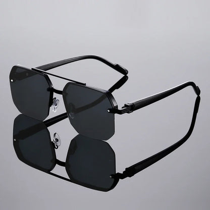 Square Semi-Rimless Sunglasses — UV400, All-Season, All Face Shapes | ZUPHAR
