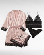 ZUPHAR™ Satin Lace Robe & Lingerie Set