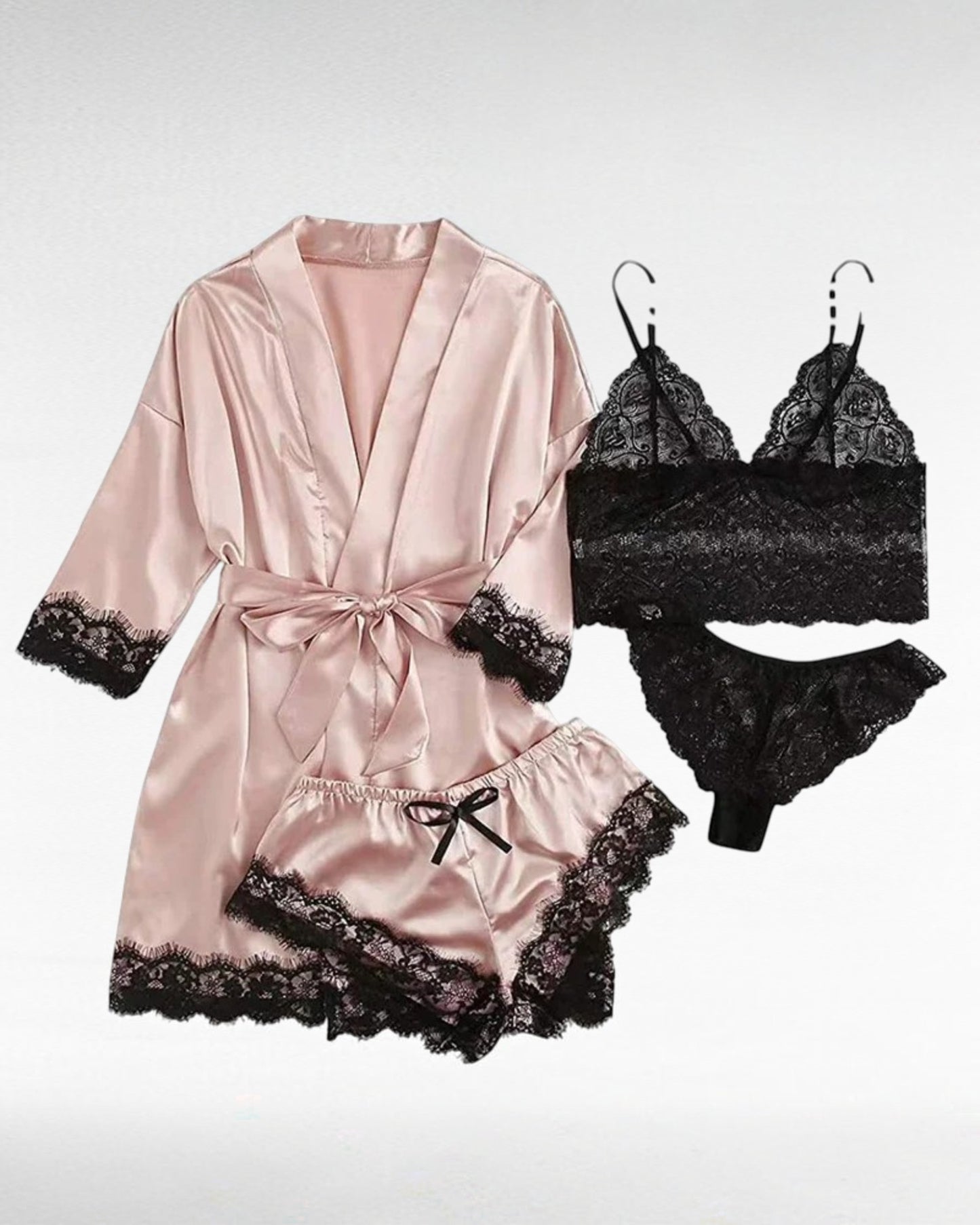 ZUPHAR™ Satin Lace Robe & Lingerie Set