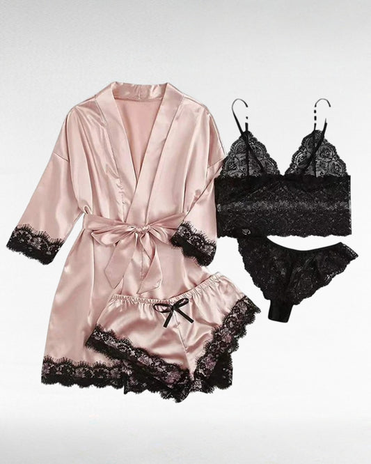 ZUPHAR™ Satin Lace Robe & Lingerie Set