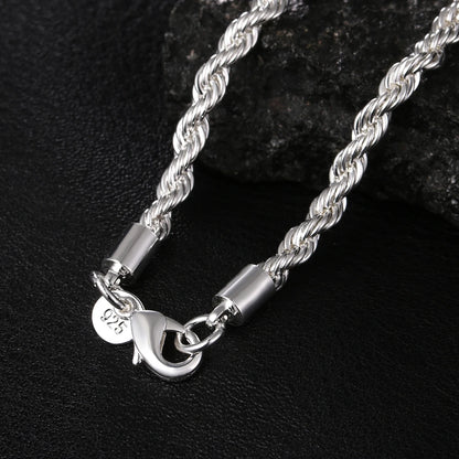 ZUPHAR 925 Silver Twisted Rope Necklace & Bracelet Set – Couples Jewelry