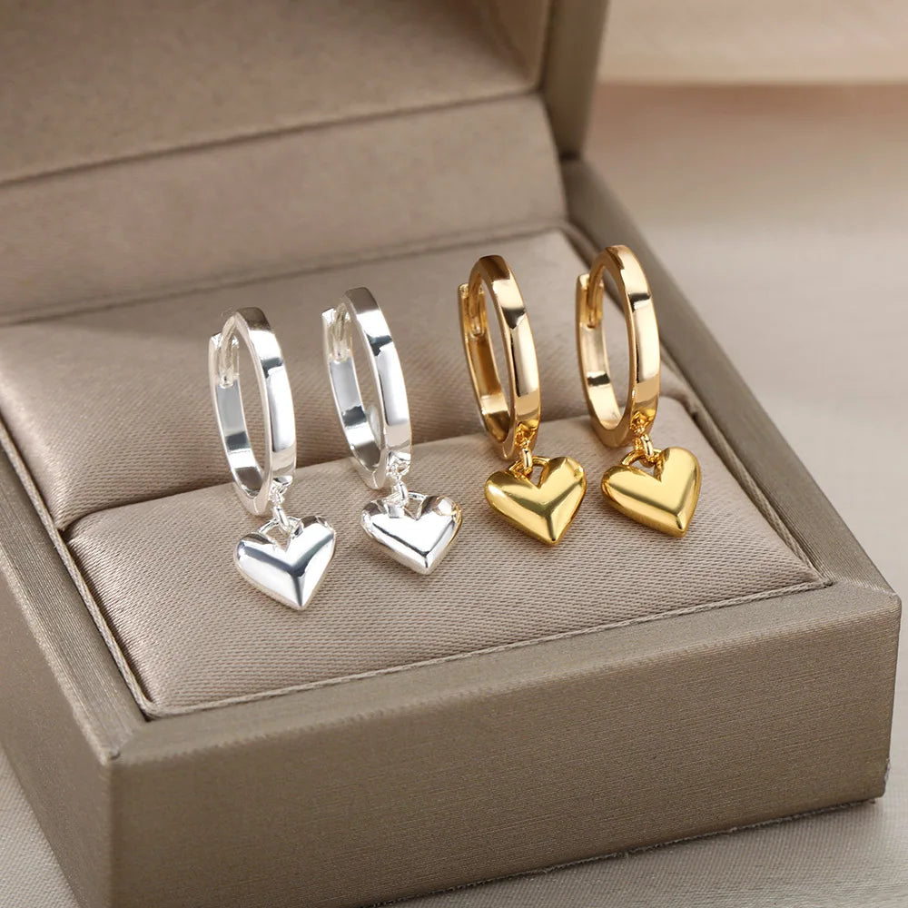 ZUPHAR Heart Stud Earrings — Stainless Steel, Gold & Silver