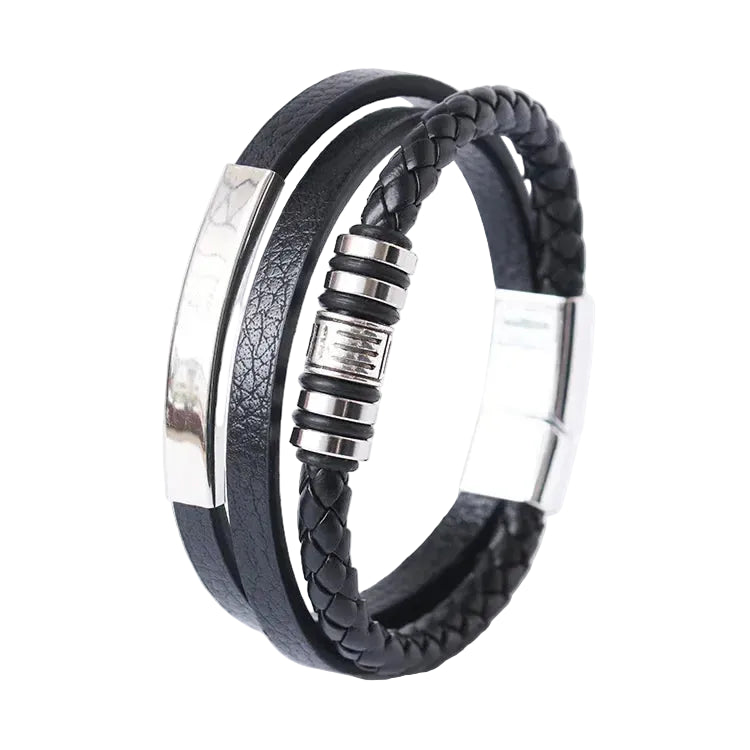ZUPHAR™ Braided Leather Bracelet for Men – Stainless Steel Clasp