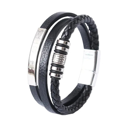 ZUPHAR™ Braided Leather Bracelet for Men – Stainless Steel Clasp