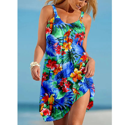 ZUPHAR™ Tropical Print Sleeveless Beach Dress
