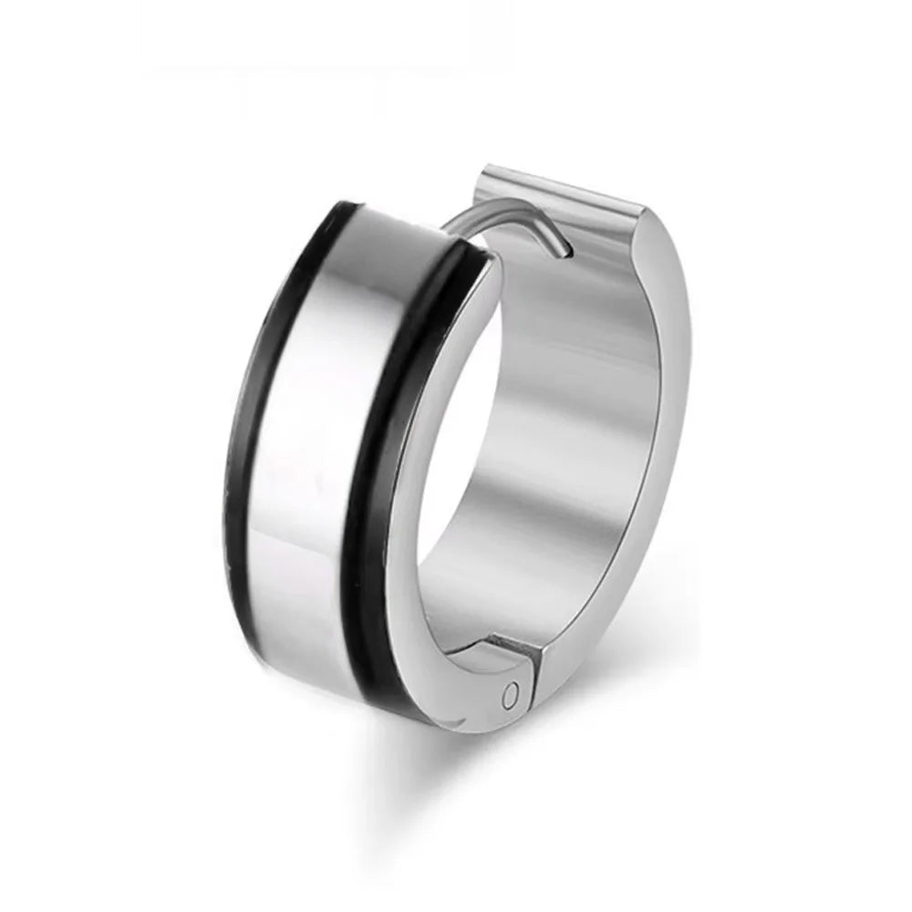 Women's Stainless Steel Blue Hoop Earrings