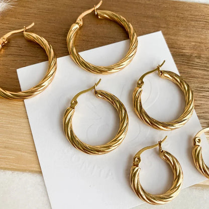 ZUPHAR Twist Circle Hoop Earrings Set – Stainless Steel Geometric Jewelry