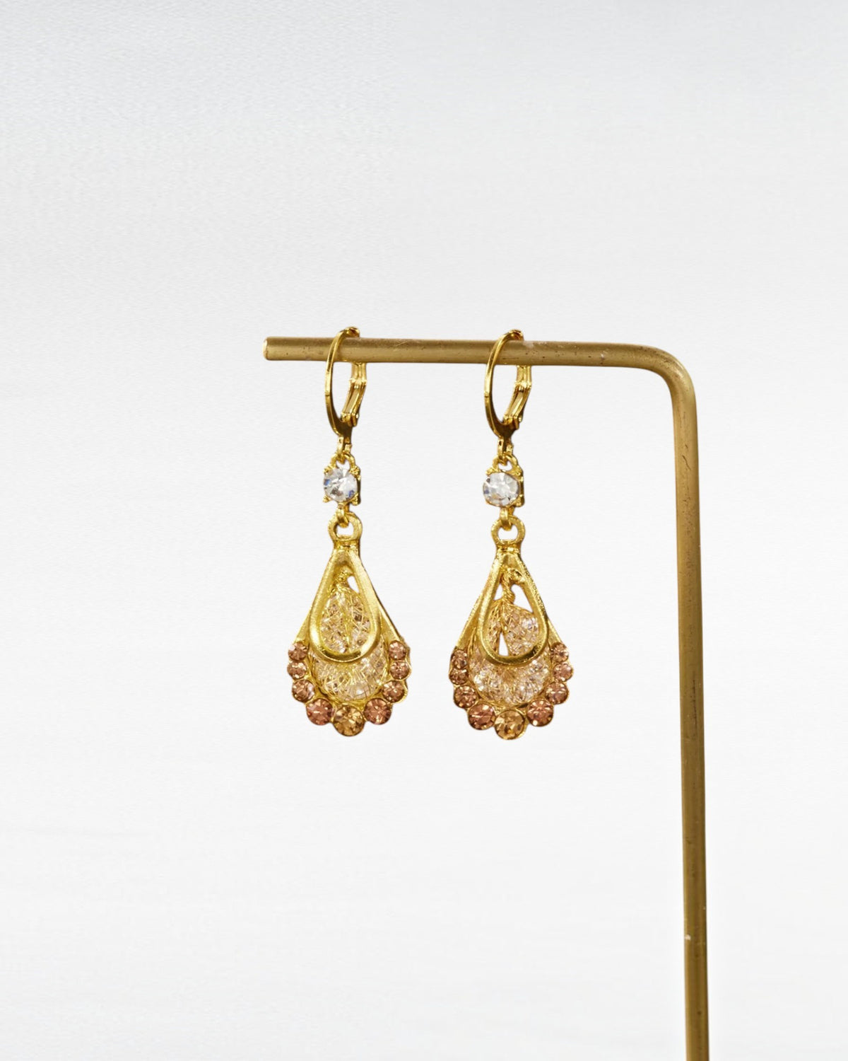 Gold Crystal Tassel Drop Earrings