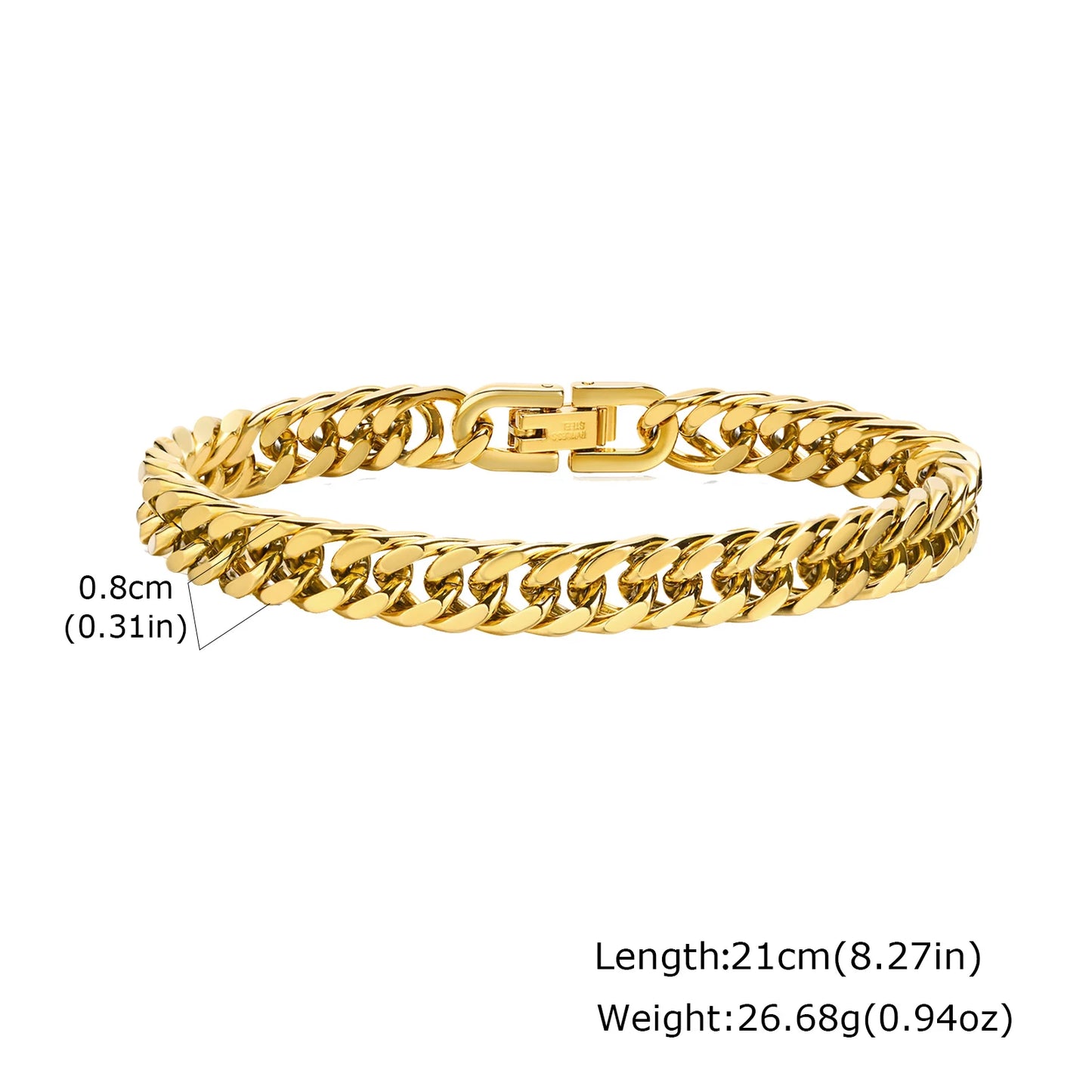 ZUPHAR Bold Gold Chain Bracelet for Men – Stainless Steel Streetwear