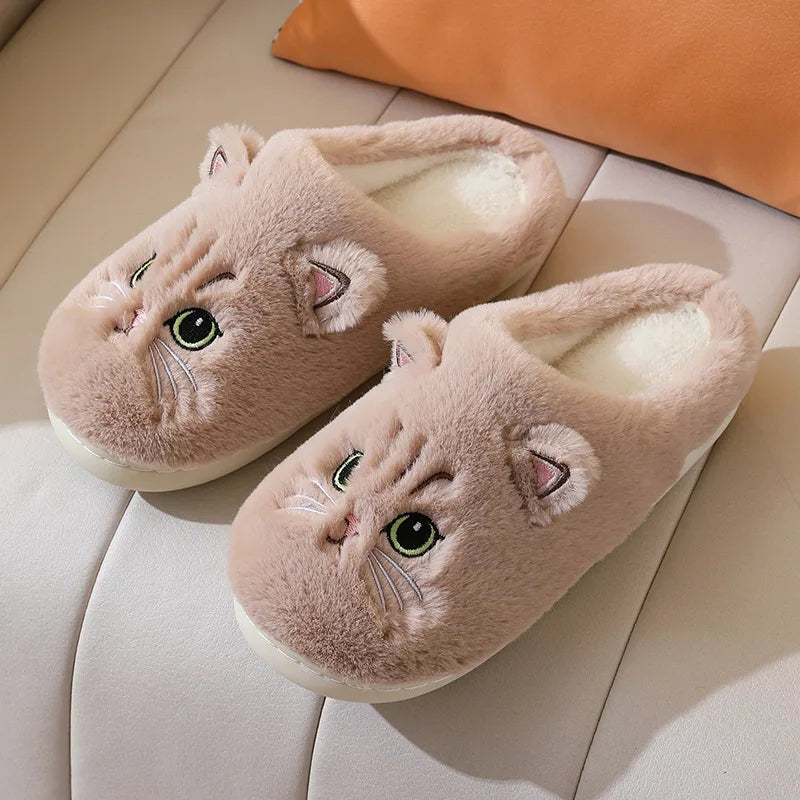 ZUPHAR™ Cozy Cat Plush Indoor Slippers – Soft Non-Slip House Shoes