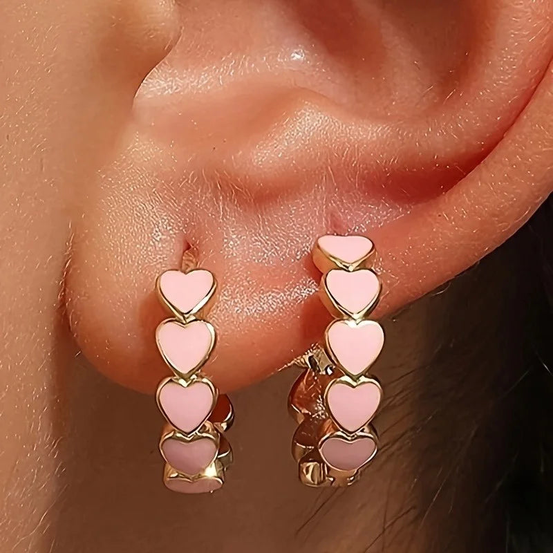 ZUPHAR Heart Hoop Earrings – Gold Zinc Alloy Fashion Jewelry