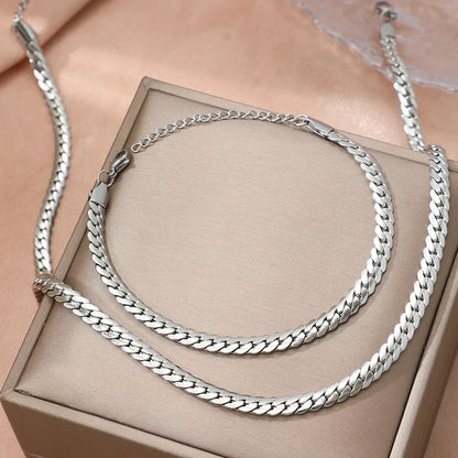 ZUPHAR™ Stainless Steel Cuban Link Necklace & Bracelet Set