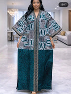 African Print Kaftan Maxi Dress