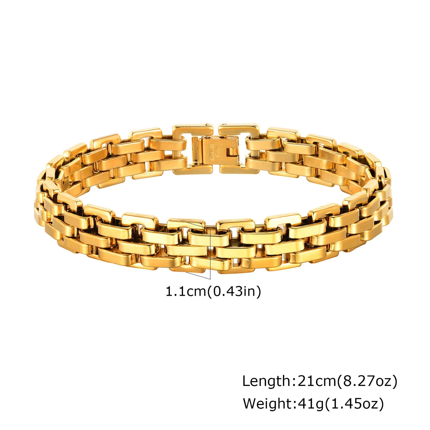 ZUPHAR Bold Gold Chain Bracelet for Men – Stainless Steel Streetwear